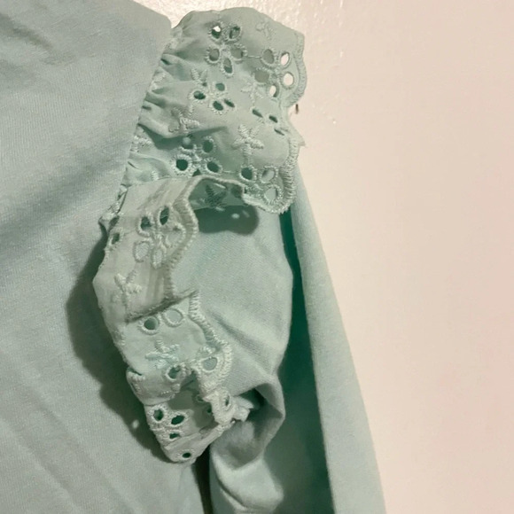 Cat & Jack Girls Long Sleeve Eyelet T-Shirt Mint Green Size M (8) NWT - Picture 7 of 8